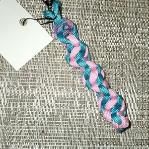 Hand Crafted Pink and Teal Braided Key Holder